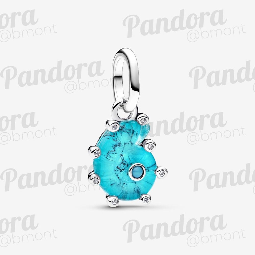 Pandora Blue Murano Glass Sea Snail Dangle Charm